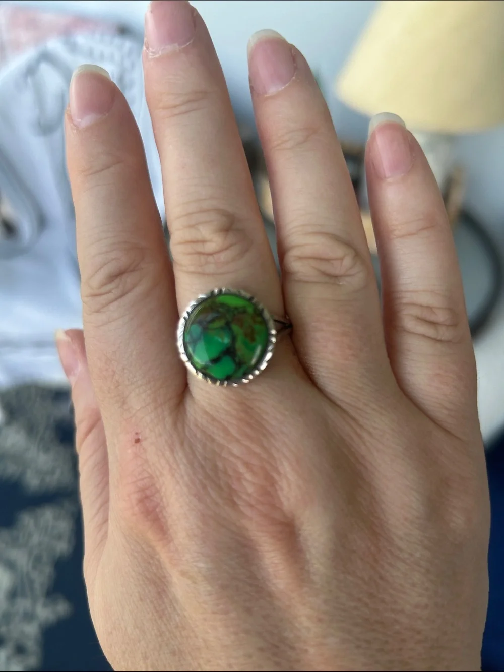 Vintage Mojave Turquoise Stamped Sterling Silver 925 Ring